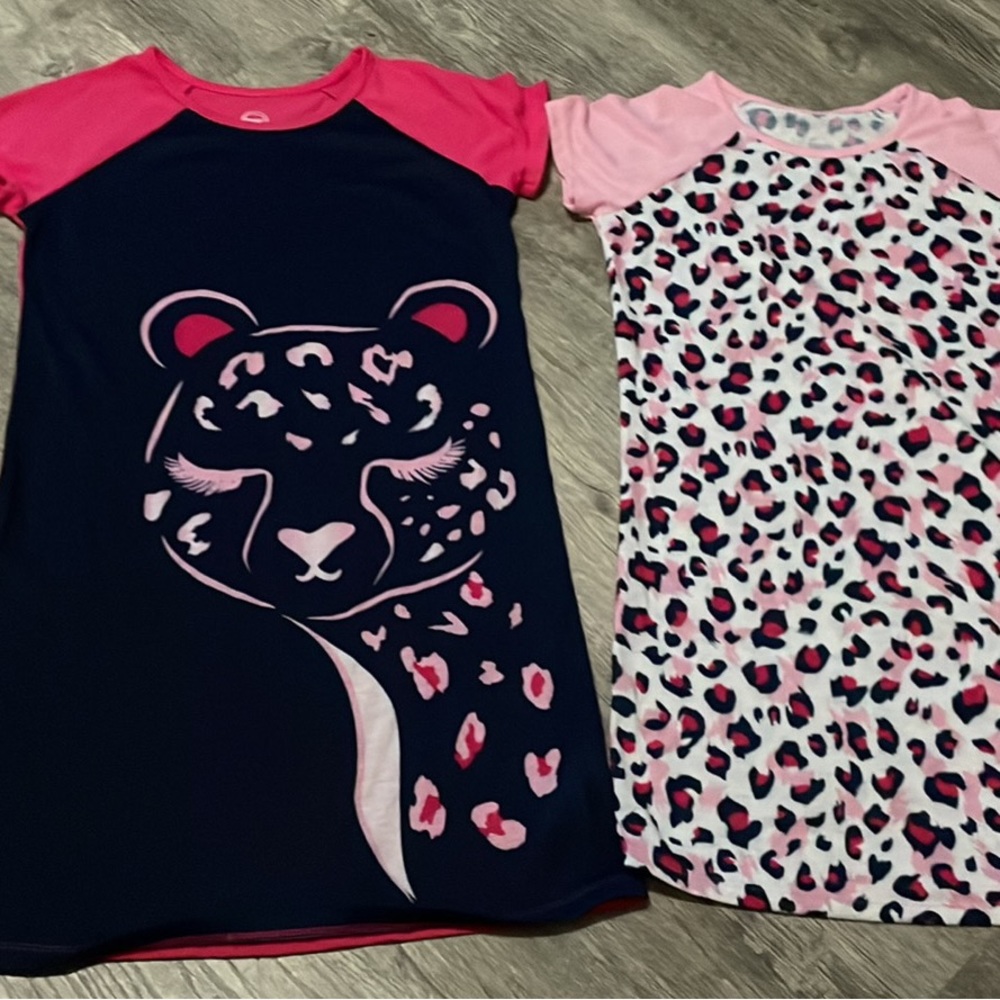 Set of 2 cheetah print nightgowns girls 10/12